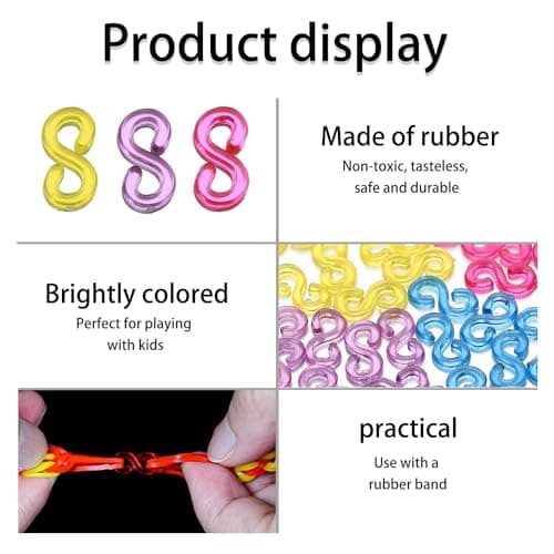 ATBUSS 1000pcs accessoires de sangle, boucles de bande élastique de couleur en forme de S, accessoires de bijoux de bricolage pour attacher des accessoires de bijoux de bracelet de sangle (coloré)