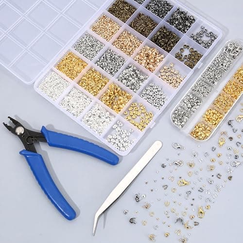 SUpoetry Perles pour Bracelet, Perles, Ensemble de Perles à Écraser 1200 Pièces, Fourni avec Outils pour La Confection de Bijoux, pour La Réparation de Colliers et La Fabrication de Bijoux