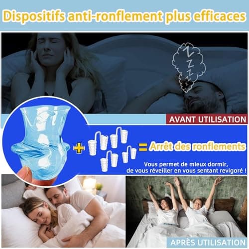 Anti Ronflement Anti Ronflement Efficace Puissant Ecarteur Nasal Anti Ronflement et Langue en Silicone Dilatateur Nasal ApnÉE Du Sommeil Orthese Anti Ronflement Dispositifs Anti Ronflement Sport