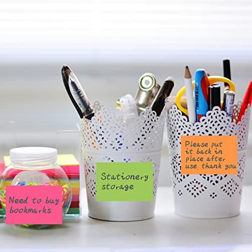 ZCZN Feuillets Autocollants 2400 Feuillets, 6 Couleurs Notes Autocollante de 51 * 38mm, 100 Feuillets par Blocs Feuillets Autocollants Convient aux Mémos, Messages, Rappele - 24 Blocs