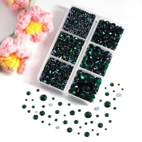Beadsland Strass Thermocollant Kit,Émeraude,6 tailles assorties,4000 PCS | Strass Hotfix Verts,SS6-SS30,pour Vetement,Textile,avec Crayon de Cire et Pince à Épiler