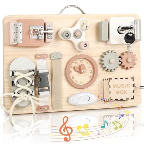 Joyreal Busy Board Montessori - Planche Activité Montessori 1 2 3 Ans Tableau Activité Sensoriel Parcours Motricité Bébé Jeux Educatif Jouet Enfant pour Garcon Fille