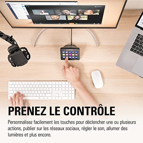 Elgato Stream Deck MK.2 – Contrôleur de studio, 15 touches macro, déclenchement d’actions dans les applications et les logiciels comme OBS, Twitch, YouTube et d’autres, compatible Mac et PC