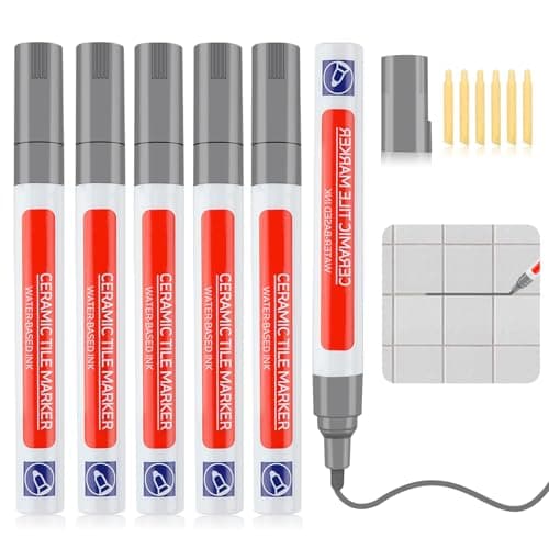 Penriter Stylo Joint Carrelage Gris 6pcs, 5ml Imperméable Marqueur Joints, grishisseur joint Carrelage, Stylo à Coulis de Réparation pour Salle de Bain, Cuisine, Carrelage, Sol