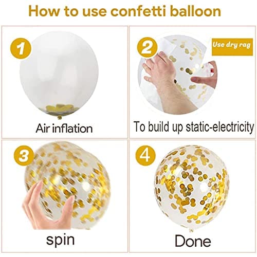 Lot de 50 Ballons en Latex Blanc 12 Pouces Ballons Baudruche Confettis Qualité Supérieure Adaptés aux Fêtes D'anniversaire, Festivals, Carnaval et Mariages