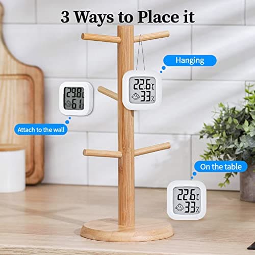PNGOS Thermomètre Hygrometre Intérieur, 4PCS Mini Termometre Maison Digital Haute Précision, Moniteur de Température et Humidimètre Indicateur du Niveau de Confort pour Maison, Bureau, Chambre