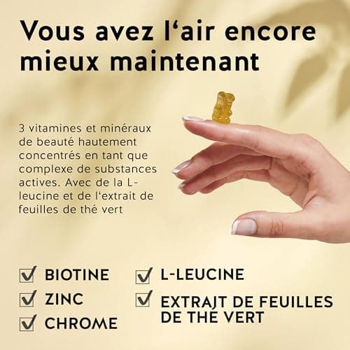 Gummies Complexe Métabolique - Végan & Sans sucre - 60 Gummies - Chrome, Biotine, Zinc, L-leucine, Extrait de Feuilles de Thé Vert, Vitamines - Bien-Être Quotidien - 1 mois - Bears with Benefits