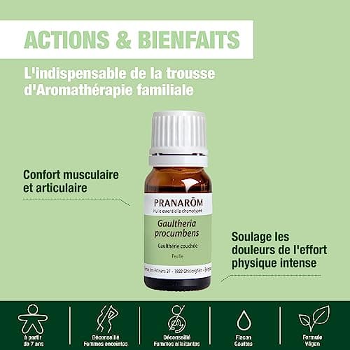 PRANARÔM - Gaulthérie Couchée - Huile Essentielle Chémotypée - Pour Cosmétiques - 100% Pure Et Naturelle - HECT - 10 ml
