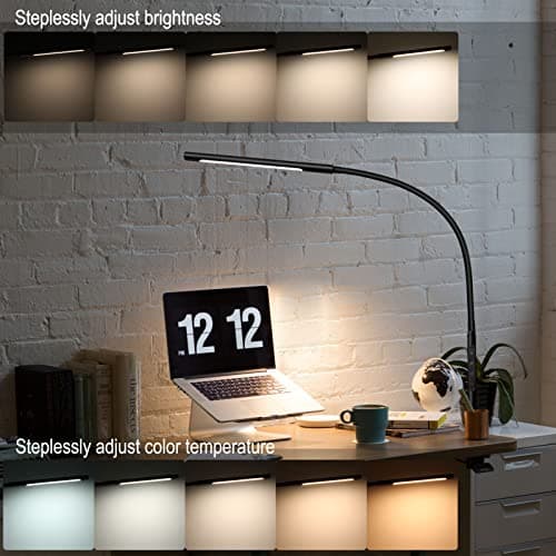EYOCEAN Lampe de Bureau 12W, avec Télécommande, LED Protection des Yeux, Température de Couleur Réglable, Contrôle Tactile, Fonction de Mémoire et de Chronométrage, pour Beau Travail Lecture Plaisir