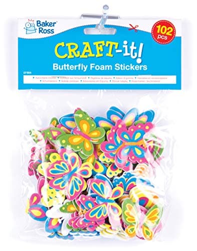Baker Ross Lot de 102 Autocollants Papillons en Mousse- Idéal pour Les activités Scrapbooking