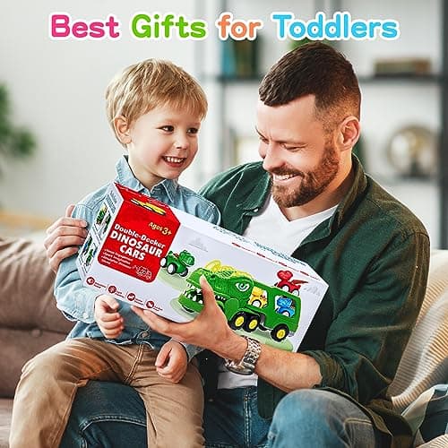 ENJSD Camion Dinosaure Jouet pour Enfant de 3 4 5 Ans, 5 en 1 T-Rex Camion Transporteur Voiture avec Lumières et Sons, Jeux pour Garcon Fille 3 à 5 Ans, Cadeau Noel Enfant de 3-5 Ans(Vert)
