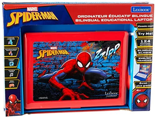 Lexibook Disney Marvel Spider-Man Ordinateur Éducatif Bilingue Française/Anglais -Jouet Enfants avec 124 Activités pour Apprendre, S'amuser et Jouer du Piano - Bleu/ Rouge, JC598SPi1