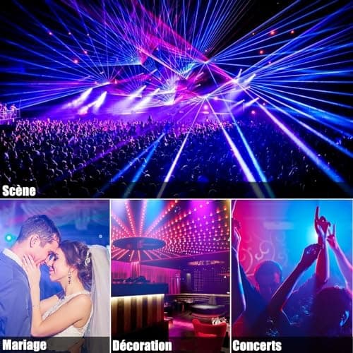 ZHENNBY Lumière de Scène Par LED 36 Lampe RGB Lumiere DJ Fête Eclairage de Scène DMX avec Télécommande Éclairage de Scène pour Disco Soiree Mariage Lumière Noël Halloween Bar - 4 pack