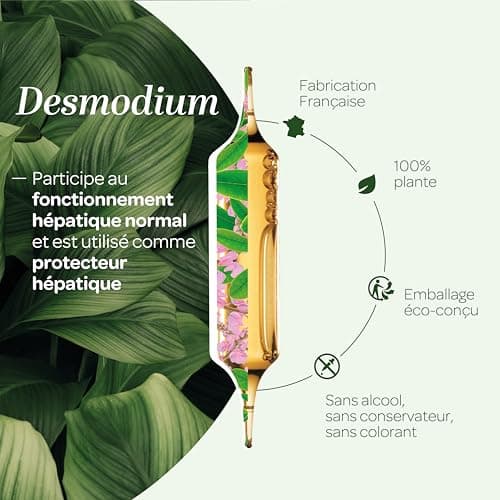SUPERDIET – DESMODIUM - Bien-être du foie –Bien-être du foie, Draineur hépathique - Phytothérapie-Fabrication Française-20 ampoules 10 ml