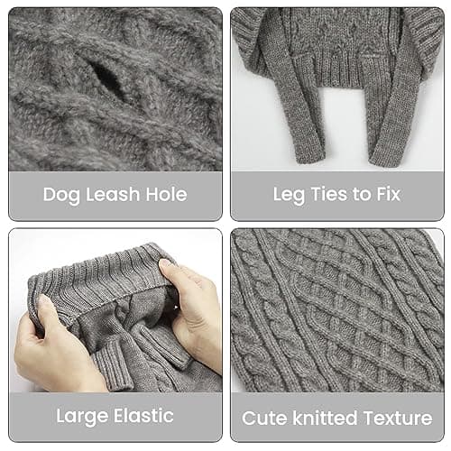LiebeDD Pull Chien Moyen - Pull Noel Chien Sweat Chaud Tricots Chiens Pull-Overs épaississement pour Chiens, Habit Vetement Manteau Chien pour Automne Hiver (Gris Noel M)