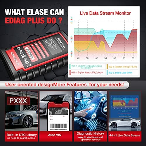 KINGBOLEN Ediag Plus Valise Diagnostic Auto, OBD-II Diagnostic français pour 15 Services Systèmes Complets, Can-FD, Auto-Vin, Codage ECU & Test Actif, pour iOS et Android Mobiles
