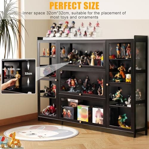 robwibw Vitrine pour Collection 53.15in Vitrine en Verre Acrylique Vitrine pour Objets De Collection Vitrine Acrylique pour Mini Figurines, Objets De Collection