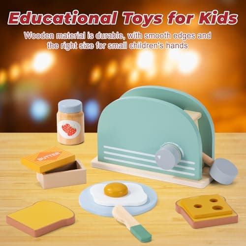 Jouet en Bois Jeux de Rôle Fille Jeux de Cuisine pour Enfants Filles Garçons 3-8 Ans Cadeau de Noël (Bleu)
