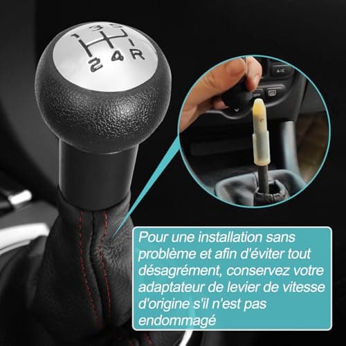 Spurtar Pommeau de levier de vitesses manuel 5 vitesses pour Peugeot 106 107 207 301 307 308 407 408 508 3008 1007 / pour CITROEN C2 C3 C4 Picasso - Noir et argent