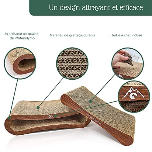 Pfotenolymp Griffoir Chats Premium/Meuble Grattoir Chats - Planche à Gratter/Griffoir pour Chats – Griffoir Chats Carton Ondulé et Herbe à Chat - Planche à Gratter en Carton