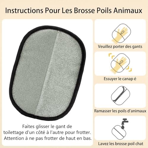 Kunoli 2 Pièces Gant Poil Chat, Double Face Brosse Poils Animaux, Réutilisable Brosse Anti Poils Animaux pour Lavage DémêLage Et Toilettage, Gant Brosse Chat pour Canapé Meubles Tapis Siège Auto