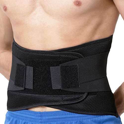 NEOtech Care Ceinture lombaire avec sangles de compression doubles - Support bas du dos EXTRA-LARGE (25CM de haut) - Bande soutien posture (Noire, Taille M)