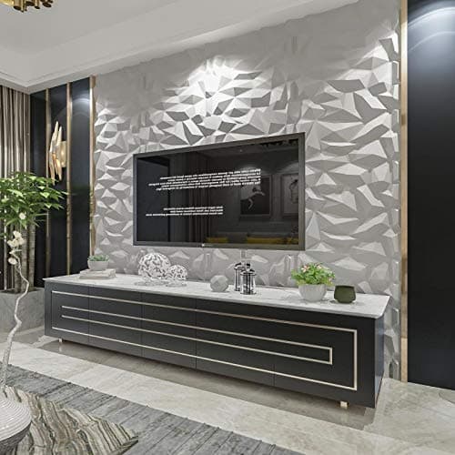 Art3d Panneau mural en PVC 3D diamanté assorti, blanc mat, pour décoration intérieure résidentielle et commerciale