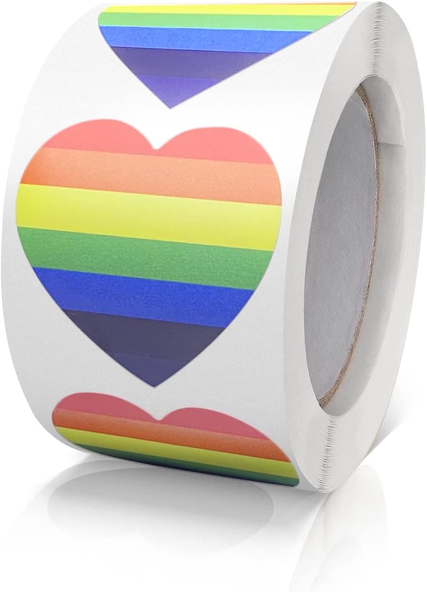 Autocollants cœur arc-en-ciel Gay Pride LGBT en forme de cœur Étiquettes autocollantes 38 mm Fêtes Codage couleur Stickers cœur pour mariages Scrapbooking Cadeaux 500 pièces