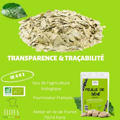 Élitea Feuille de Séné cassia Naturel en Tisane Infusion Stimulation du Transit Intestinal Nettoyantes 100g Extra fort Detox Drainage Laxatif Diuretique