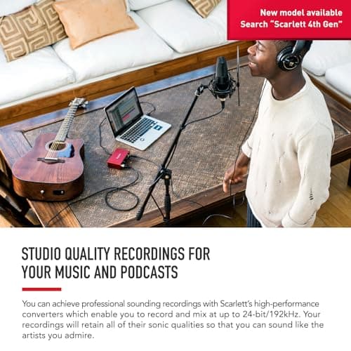 Focusrite Interface audio USB Scarlett Solo de 3e génération, pour les guitaristes, chanteurs(ses) et réalisateurs(trices), accompagnée de tous les logiciels dont vous avez besoin pour enregistrer