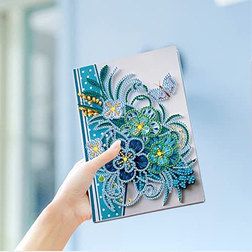 Cahiers de Peinture au Diamant A5 Livre de Journal Diamond Painting d'artisanat au Diamant Fleurs pour Adultes Carnet de Notes A5 Carnet de Croquis Filles A5 Peinture par Numéros Loisirs pour Enfants