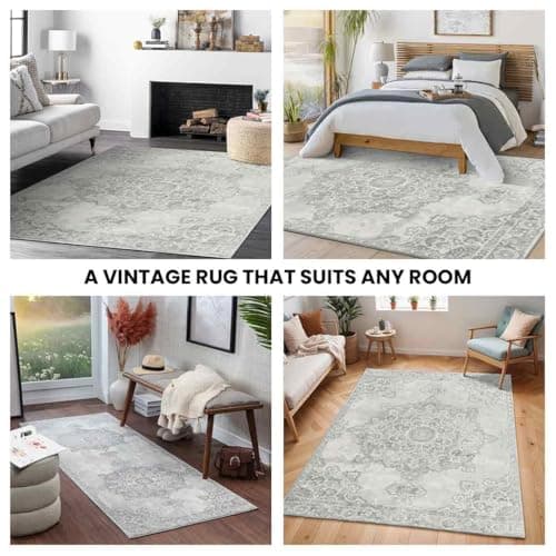 Livabliss MOC2301-43511 Tapis Vintage, Polypropylene, Gris, 130x180cm