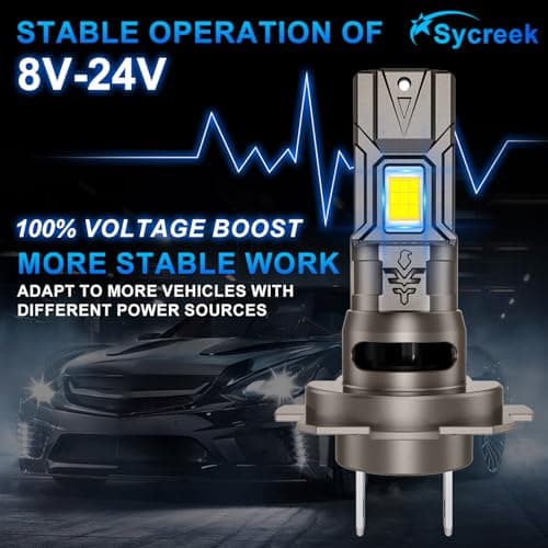 Sycreek Ampoule H7 Led 2024 Améliorée Phare Pour, 18 Pcs LED,120W 32000LM 600% Super Luminosité 6000K Blanc,Compatible 9-24V