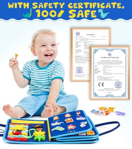 Gontence Busy Board pour Enfants | Busy Board Montessori Jouets pour 2 3 4 5 Ans - Jouets Éducatifs Tout-Petit Voyage - Dinosaure Cadeaux pour Garçon Filles