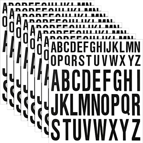 WeddHuis 8 Lettres Adhésives Vinyle Imperméable en Noir, 2,5cm 5cm, Autocollants Scrapbooking pour Boîtes Aux Lettres et Artisanat