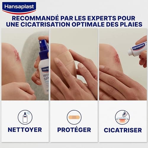 HANSAPLAST UNIVERSAL 100 pansements, Pansements résistant à l’eau et à la poussière, Pansements stériles prédécoupés pour toute la famille