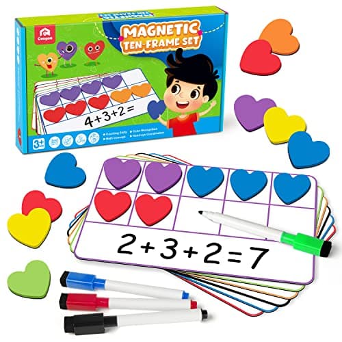Coogam Manipulateurs de Maths pour Enfants, 6 Cadres de dix et 60 compteurs de Maths magnétiques, Jouet éducatif Montessori pour Les Enfants de 3, 4 et 5 Ans.