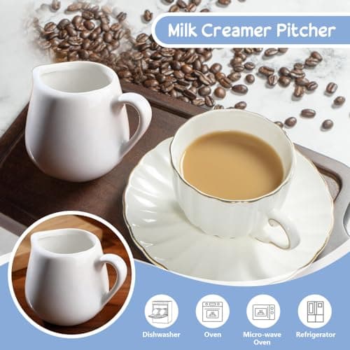 SIYINGSAERY 6 PCS Pot à Lait en Céramiqu 110ml Pichet à Lait Céramique Pichet Céramique Lait Pichet Céramique Mousse de Lait Pichet Céramique Cafe Petite Cruche de Lait