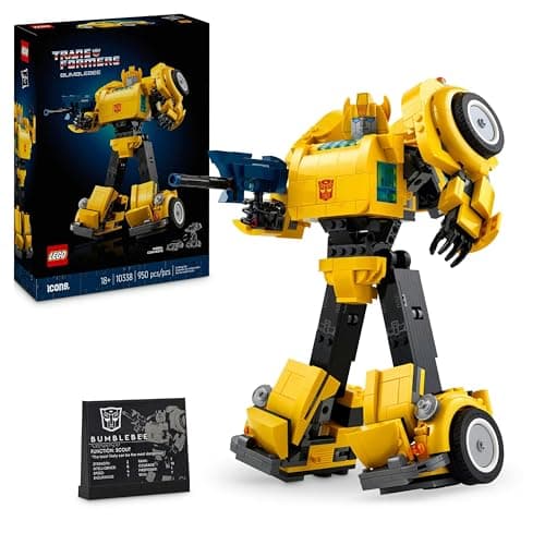 LEGO Icons Transformers Bumblebee - Figurine Robot Culte pour Adultes - Set de Construction Détaillé sur Le Thème du Cinéma pour Les Fans de Science-Fiction - Se Transforme en Véhicule 10338