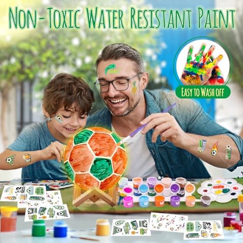 DIY-LAOESE Kit de Peinture Football Veilleuse 3D Lampe, Cadeau d'anniversaire pour Fan de Foot, Loisir Créatif pour Enfant, Garcon Cadeau Fille 3 4 5 6 7 8 9 10 11 12 Ans