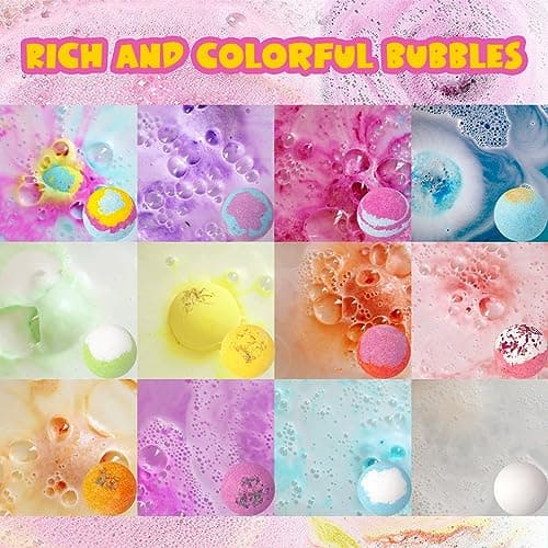 12pcs Bombes de Bain pour Enfants avec Jouet Surprise à l'intérieur, Bombes de Bain Moussantes Organiques Naturelles pour Filles et Garçons, Saint Valentin, Fête des Mères, Cadeau D'anniversaire