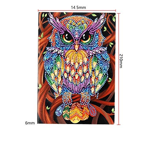 DCIDBEI Carnets A5 Peinture à Diamants Vierges avec Motif Chouette par Numéro A5 Carnet de Croquis Journal Secret Fille Cadeau d'anniversaire pour les Enfants Temps de Loisirs 50 Feuilles 120 Pages