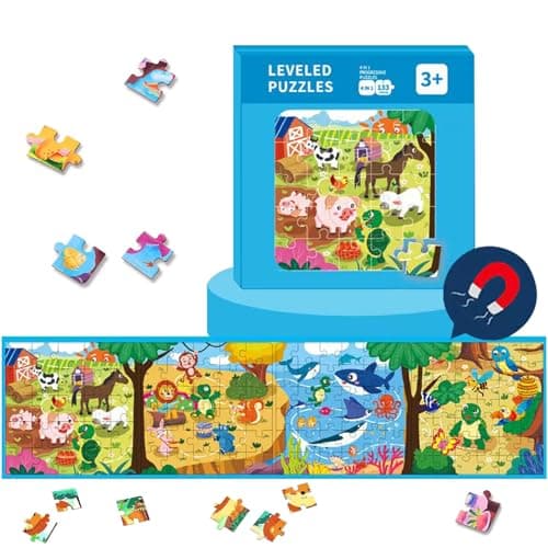 Jeu Magnétique Puzzle, Jouet Puzzle en Magnétique pour Enfants, Montessori Puzzle Enfant Quiet Book, Puzzle Animaux, Jeux de Puzzle pour Enfants, Jeux de Voyage Enfants à Partir de 3 4 5 Ans