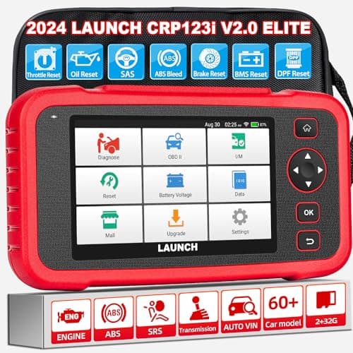 LAUNCH CRP123i V2.0 Valise Diagnostic Auto Élite ENG/ABS/SRS/at 4 Système,7 Remise à zéro (Huile,SAS,ABS,Frein,BMS,DPF,Papillon des gaz) Réinitialisation, AutoVIN