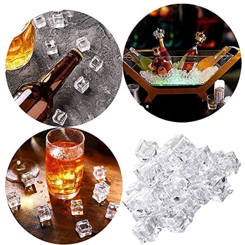 60 Pièces Artificielle Acrylique GlaçOns Transparent Faux GlaçOns Cube Carré Forme Verre Glaçon en Plastique Effacer pour Cristal Clair Photographie Props Cuisine Décor