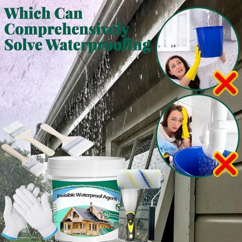 QUKLOGEN 102Fl.oz Scellant Invisible Imperméable,Mperméable de Colle Liquide Transparente avec Brosse Mastic Couteau Gants de Travail Rouleau de Peinture
