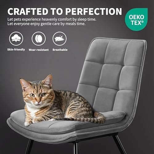 STOOLINK Lot de 2 Chaise Salle à Manger, Chaise de Salle à Manger en Velours, Moderne Chaise de Salle Rembourrée, Chaise de Cuisine sans Accoudoirs Design en Damier pour Cuisine, Salon - Gris