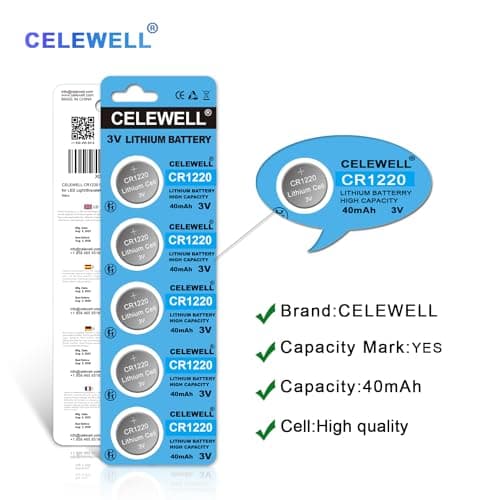 【5-Année Warranty】 CELEWELL CR1220 3V Pile CR 1220 Batterie 5 Pack