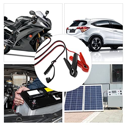 VGOL Connecteur SAE vers Batterie Câble d'extension Pince Crocodile 16AWG DC 12V SAE Adaptateur à Dégagement Rapide vers Pinces Crocodiles Câble de Déconnexion Rapide pour Panneaux Solaires 1m