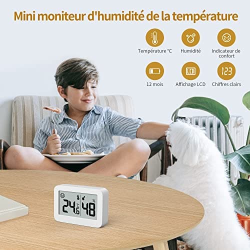 DOOMAY 2 mini hygromètres thermomètres d'intérieur, jauge d'humidité avec Celsius (°C), moniteur de température numérique pour cave à serre, chambre de bébé, cave, incubateur de reptiles